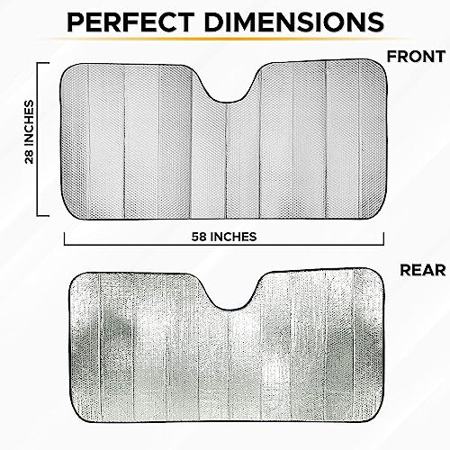 EcoNour Accordion Car Windshield Sun Shade (Gray) | Foldable Car Window Shades for UV Protection & Heat Block | Keeps Interior Cool | Sun Blocker for Front Window | 58 x 28 Inches - Image 3