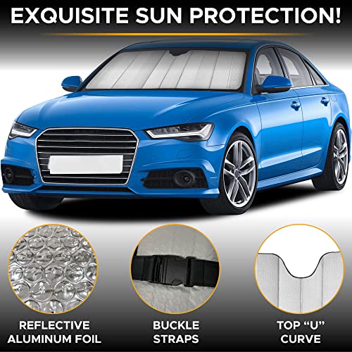 EcoNour Accordion Car Windshield Sun Shade (Gray) | Foldable Car Window Shades for UV Protection & Heat Block | Keeps Interior Cool | Sun Blocker for Front Window | 58 x 28 Inches - Image 5