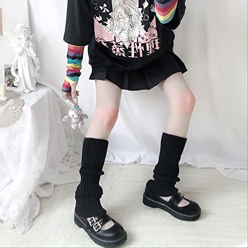 ZQFFB Leg Warmers Kawaii Black White Goth Stacked Leg Warmer of Japanese Style for Women 80s Party Sports Y2k Fashion - Image 2
