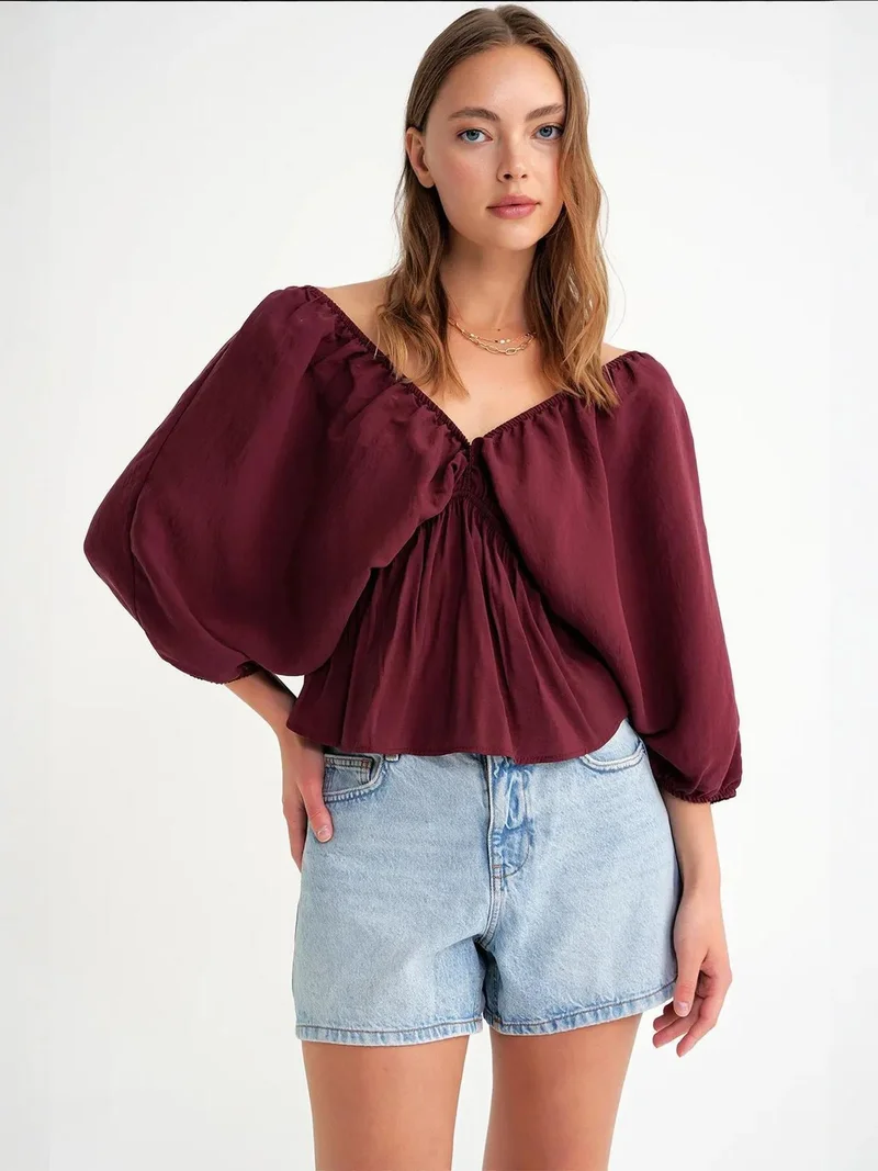 MixRay Mixray V-Neck Blouse with Ruffle Detail