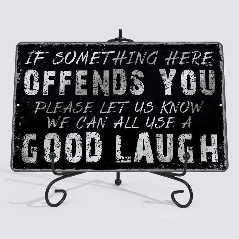 Yniaun Decor Vintage Garage Decor Funny Sarcasm Metal Tin Signs Home Bar Man Cave Wall Decorts 12 × 8 بوصات إذا كان هناك شيء يسيء إليك ، فيرجى إخبارنا بأننا نستطيع جميعًا استخدام ضحكة جيدة - Image 2