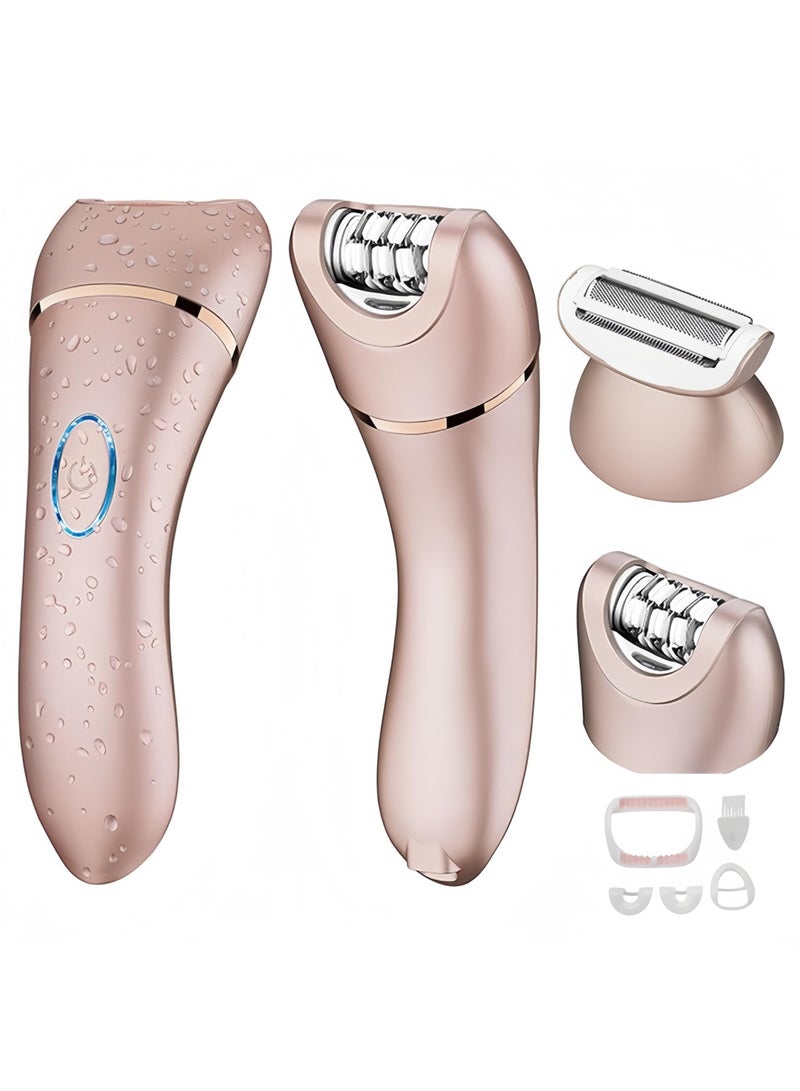 إزالة الشعر للنساء، جهاز إزالة الشعر الكهربائي اللاسلكي للسيدات، مجموعة إزالة الشعر 2 في 1 مع جهاز إزالة الشعر وماكينة الحلاقة، جهاز إزالة الشعر IPX6 المقاوم للماء للوجه والجسم والأطراف - Image 1