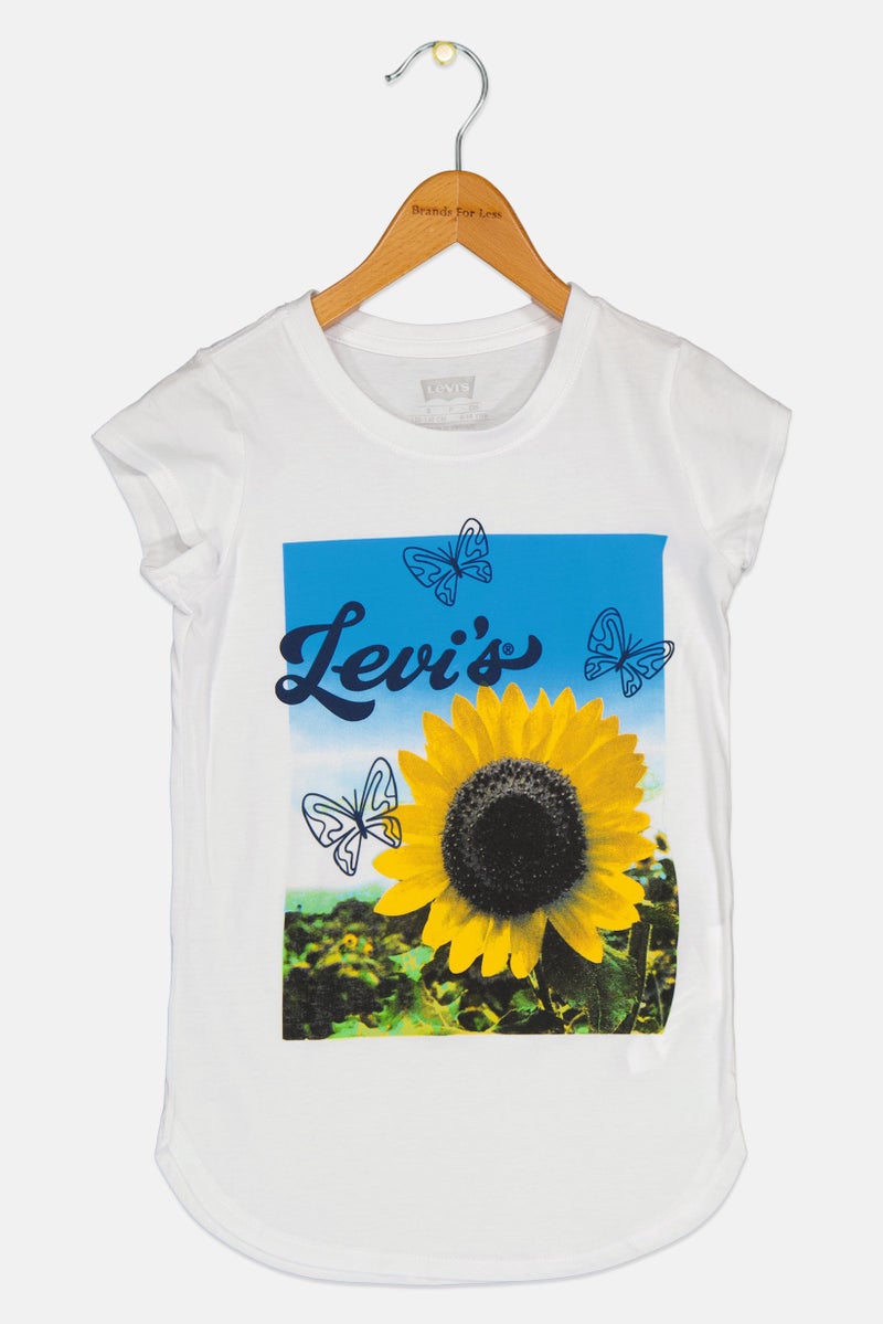 Levi's Kids Girl Graphic Print Short Sleeve T-shirt, White - Image 1
