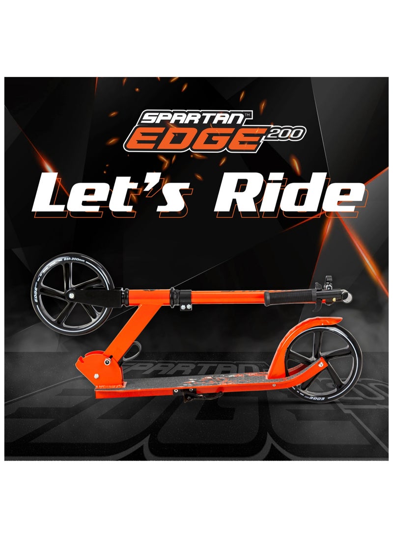 Spartan - Edge Folding 2 Wheel Kick Scooters 200mm | Adjustable Handlebar | Easy  Folding Mechanism | PU Wheels 200mm |  Folding Scooter Grey - Image 1