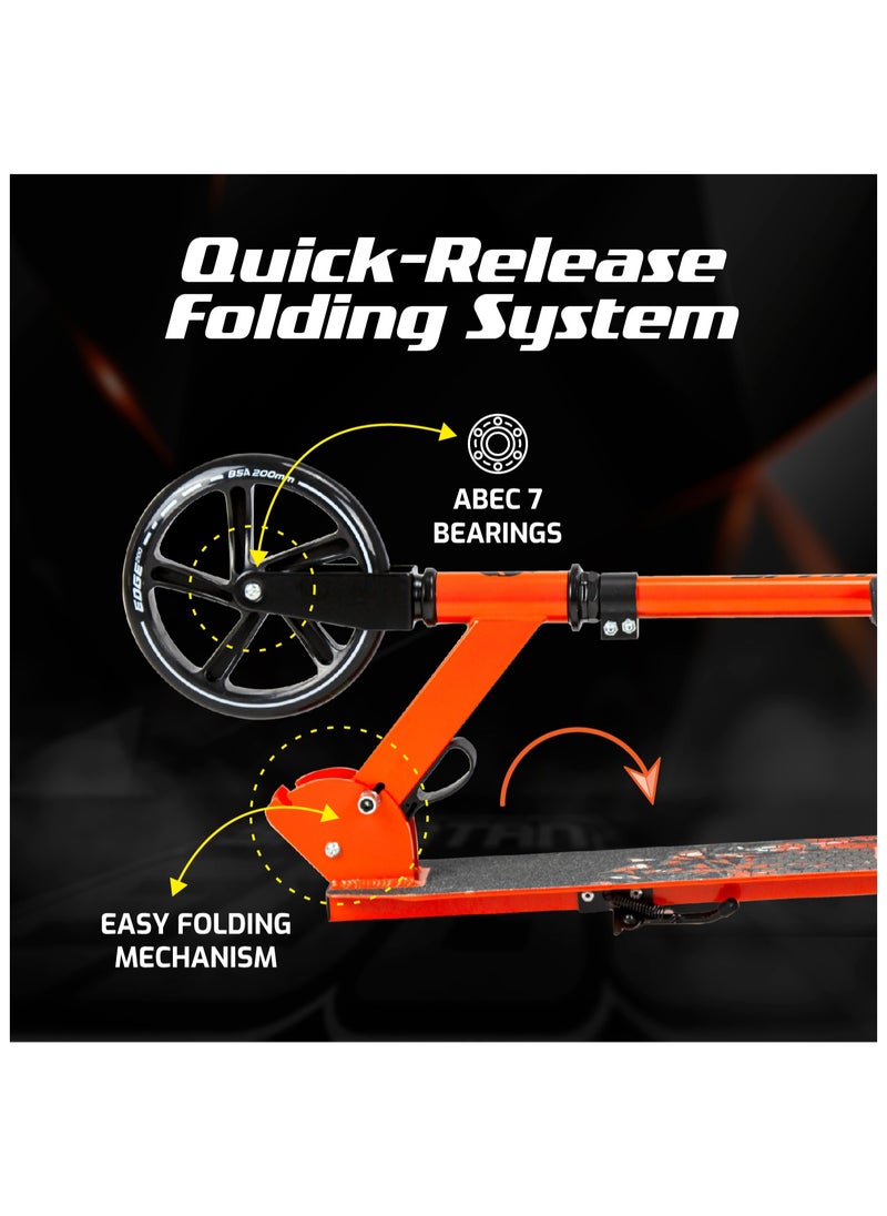 Spartan - Edge Folding 2 Wheel Kick Scooters 200mm | Adjustable Handlebar | Easy  Folding Mechanism | PU Wheels 200mm |  Folding Scooter Grey - Image 1