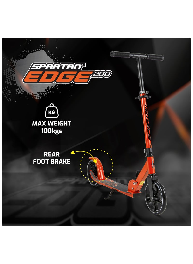 Spartan - Edge Folding 2 Wheel Kick Scooters 200mm | Adjustable Handlebar | Easy  Folding Mechanism | PU Wheels 200mm |  Folding Scooter Grey - Image 1