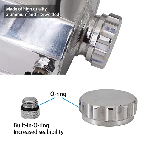 Dokili 2L Alloy Universal Water Coolant Overflow Expansion Tank Reservoir Aluminum Cap Silver - Image 4
