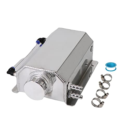 Dokili 2L Alloy Universal Water Coolant Overflow Expansion Tank Reservoir Aluminum Cap Silver - Image 1