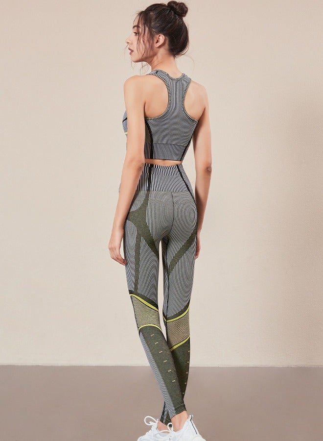 Generic Running fitness sportswear suit yoga two-piece set gather high waist hip hip slim stretch sports suit  - Image 2