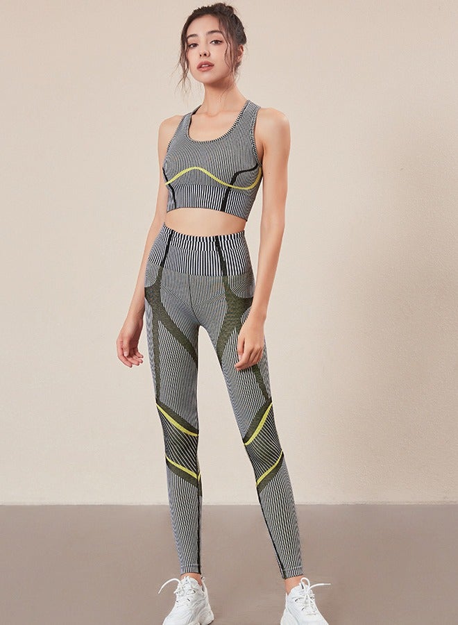 Generic Running fitness sportswear suit yoga two-piece set gather high waist hip hip slim stretch sports suit  - Image 1