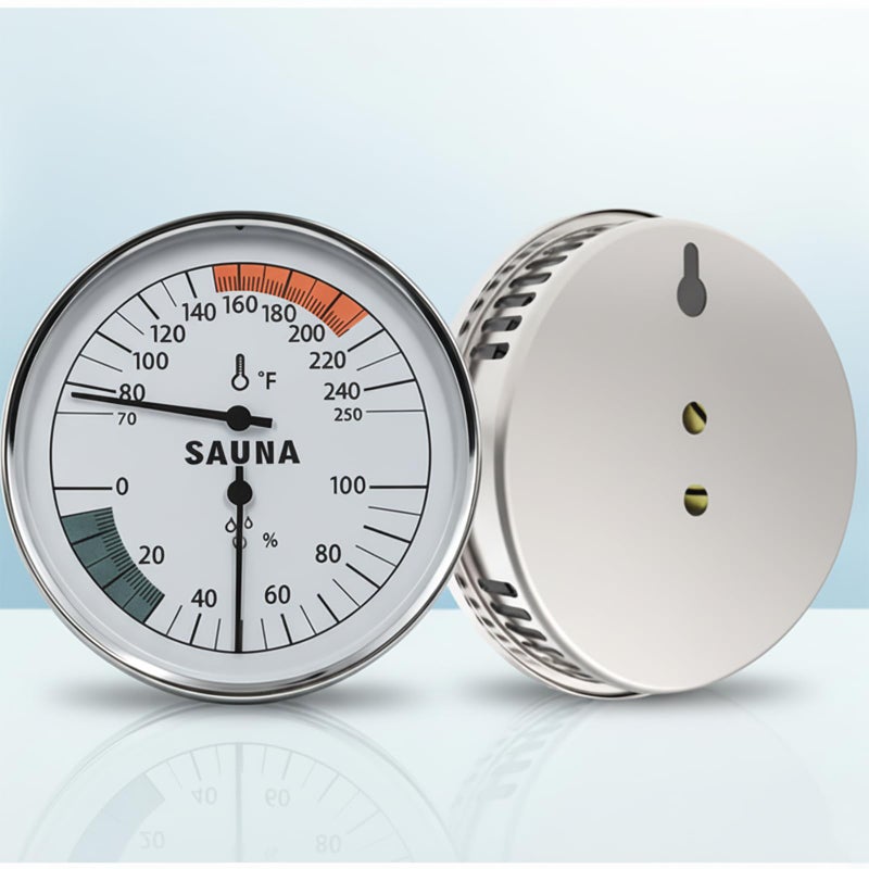 suvast Mechanical Sauna Thermometer Hygrometer, Stainless Steel & Fog-Resistant Glass, 2-in-1 Temperature (70â€“250Â°F) and Humidity (0â€“100%) Gauge - Image 4