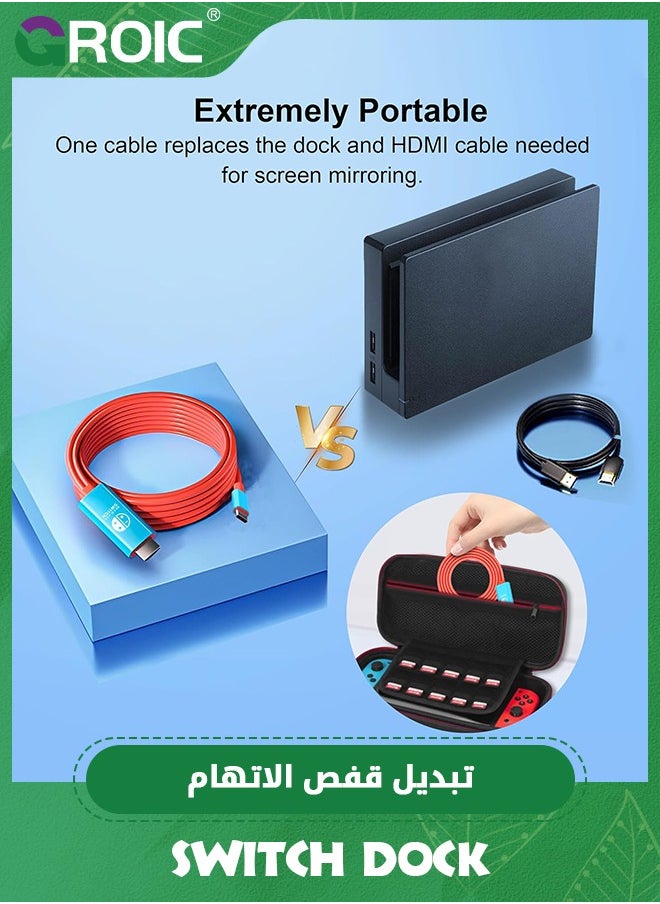 GROIC - Switch Dock Cable for Nintendo Switch & OLED, USB C to HDMI Adapter Cable for Nintendo Switch Dock, Type-C to HDMI Conversion Cable for TV Projection Screen - Image 1