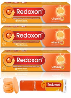 Redoxon 3 Pack of Redoxon Original Vitamin C Effervescent Tablets Orange Essential Immunity Support (Tablets 1g/1000mg)  - Image 1