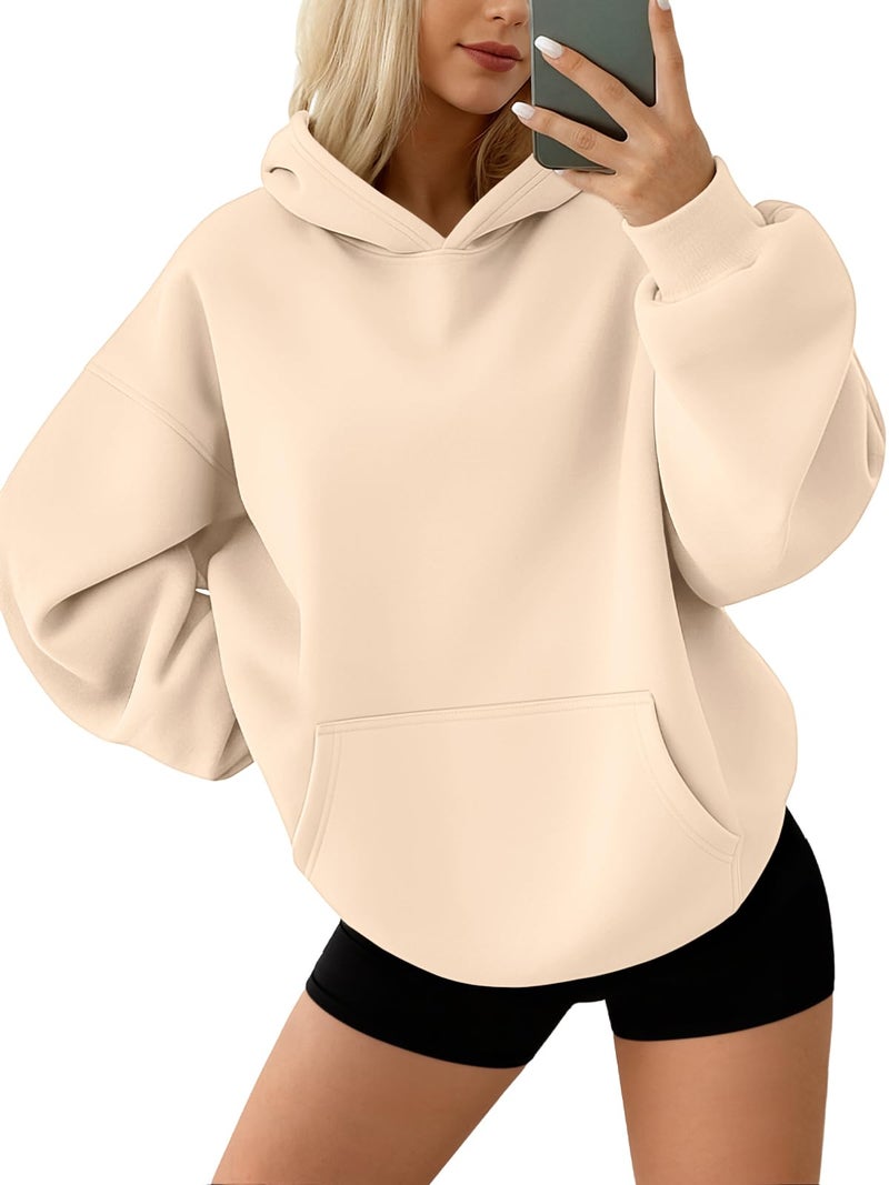 AUTOMET Hoodies for Women Oversized Sweatshirts Fall Fashion Outfits 2025 Pullover Fleece Casual Sweaters Winter Y2k Clothes Apricot M - Image 1