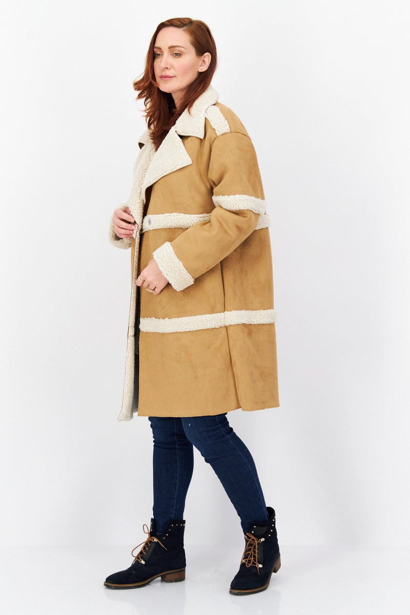 Bearpaw Women Textured Trench Coat, Tan - Image 3