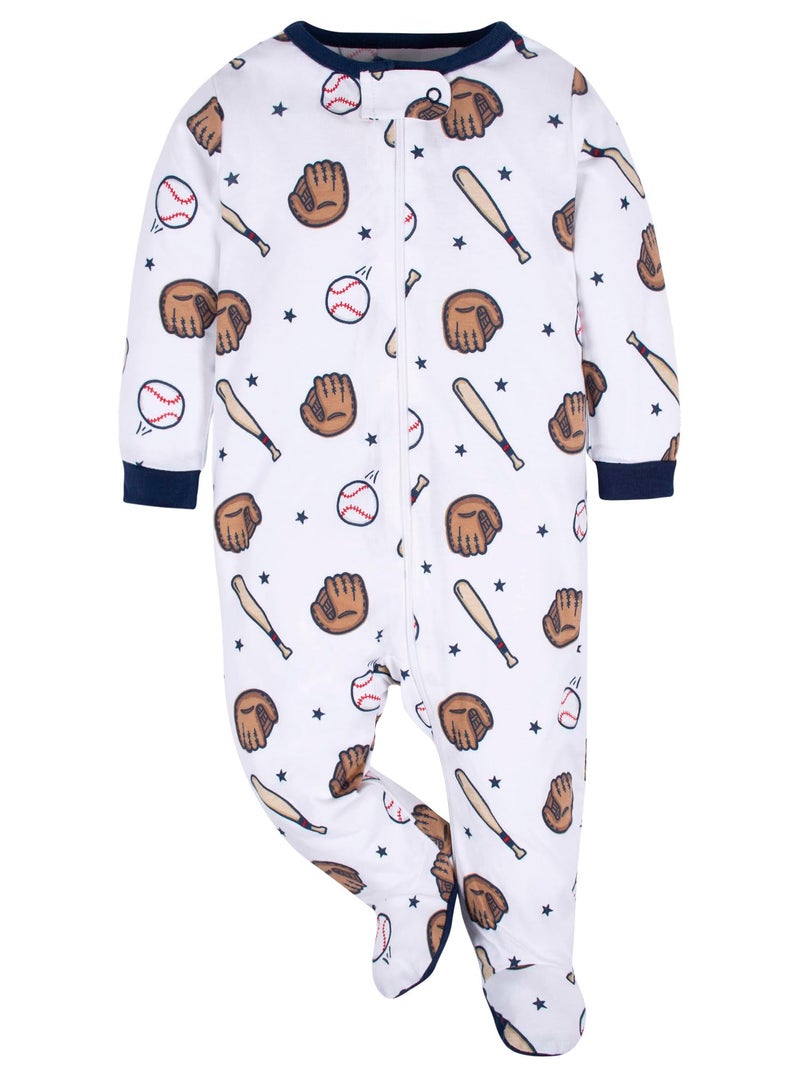 Gerber Baby Boys 4 Pack 'N Play Footie And Toddler Sleepers, Sports Blue, 0-3 Months US - Image 4