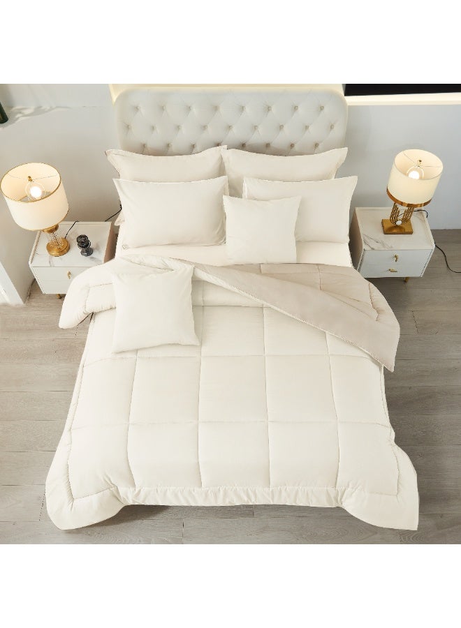 شايني فلاور طقم لحاف سرير نفرين مفرش شتوي مكون من 8 قطع ميكروفايبر مع حشوة قطن مقاس ۲٤۰×۲۲۰ سم - Image 5