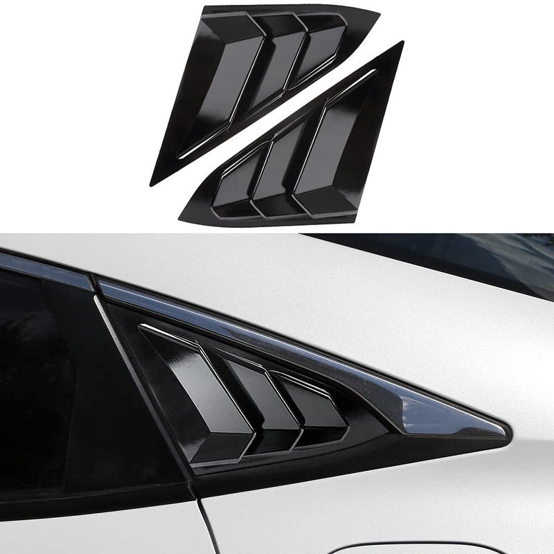 DLOVEG Rear Side Window Louvers Compatible for Honda Civic Sedan Accessories 2021 2020 2019 2018 2017 2016 Sport Style Air Vent Scoop Cover (Gloosy Black) - Image 1