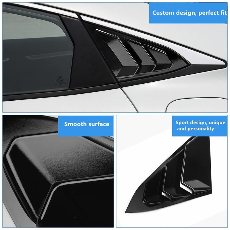 DLOVEG Rear Side Window Louvers Compatible for Honda Civic Sedan Accessories 2021 2020 2019 2018 2017 2016 Sport Style Air Vent Scoop Cover (Gloosy Black) - Image 2