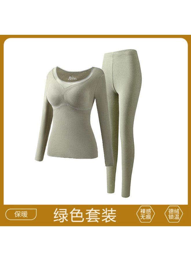 Winter Graphene Hot Autumn Clothes And Pants For Suit Women Thickened Wear-free Bra One-piece Base Thermal Underwear For Women