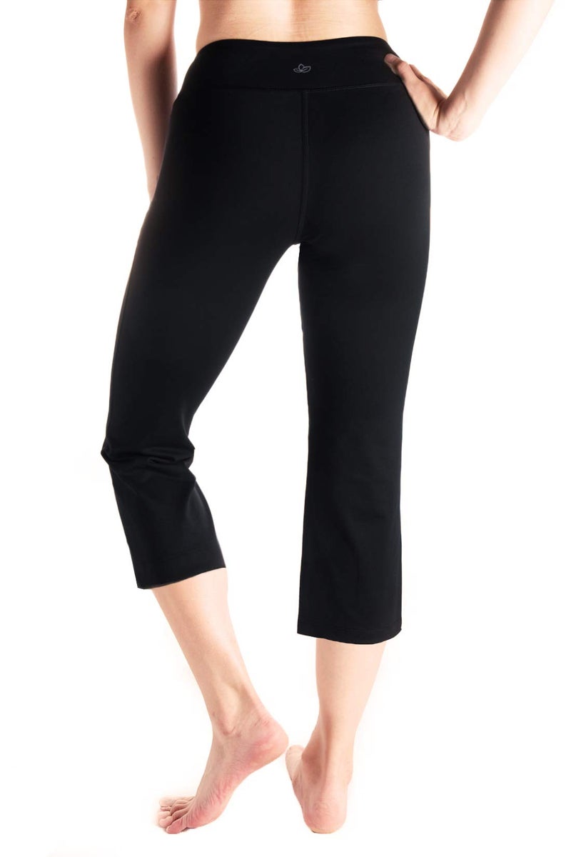 Yogipace Women's Kick Flare Yoga Pants Capri Length Slim Fit Pant Lounge Crop,YCW1405,20",Black,Size M - Image 2