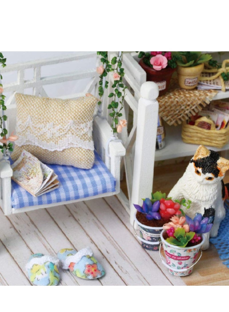 كول بيبي مجموعة بيت الدمى المصغرة التي يمكنك صنعها بنفسك، لعبة غرفة منزل خشبية صغيرة ثلاثية الأبعاد مصنوعة يدويًا مع أضواء LED للأثاث - Image 4