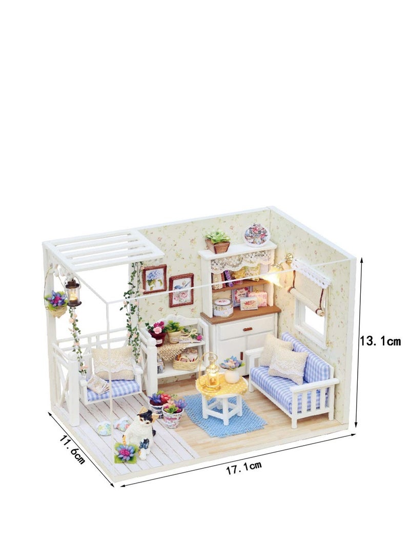 كول بيبي مجموعة بيت الدمى المصغرة التي يمكنك صنعها بنفسك، لعبة غرفة منزل خشبية صغيرة ثلاثية الأبعاد مصنوعة يدويًا مع أضواء LED للأثاث - Image 3
