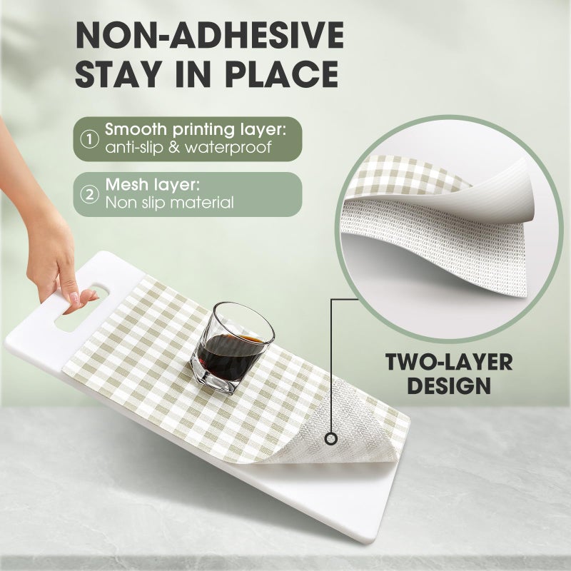 ALIUNI Drawer and Shelf Liner, Non-Slip Kitchen Cabinet Liners Non-Adhesive Thick Strong Grip Waterproof Washable Mats Protect Dresser Shelves Cupboard Bathroom Cabinets, Yellow Plaid, 12 in X 10 FT - Image 2
