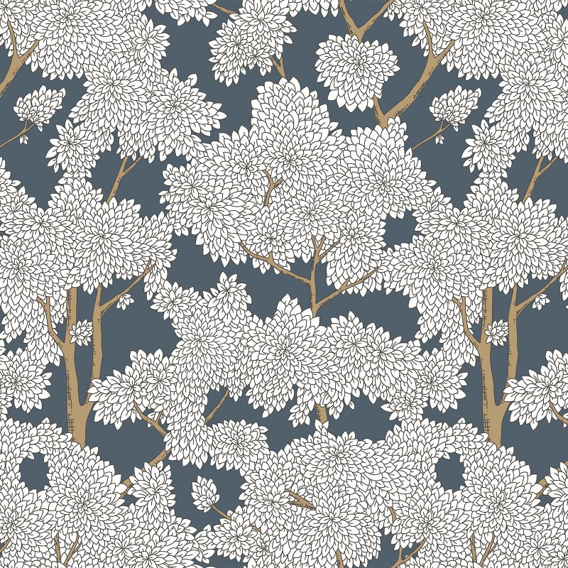 JiffDiff Tree Wallpaper Peel and Stick Jungle Wall Paper Forest Mural Stick on Wallpaper Modern Waterproof Self Adhesive Contact Paper 173 x 120 Blue