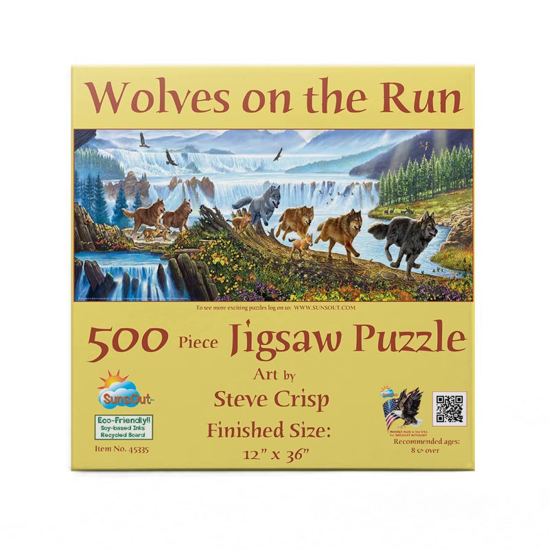SUNSOUT INC Wolves on the Run 500 pc Jigsaw Puzzle by Artist Steve Crisp Finished Size 12 x 36 MPN 57356 - Image 4