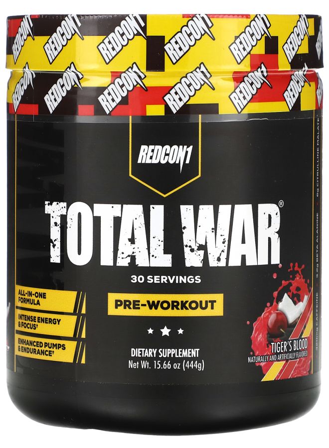 REDCON1 Total War PreWorkout Tiger's Blood Cherry & Coconut 15.66 oz (444 g)