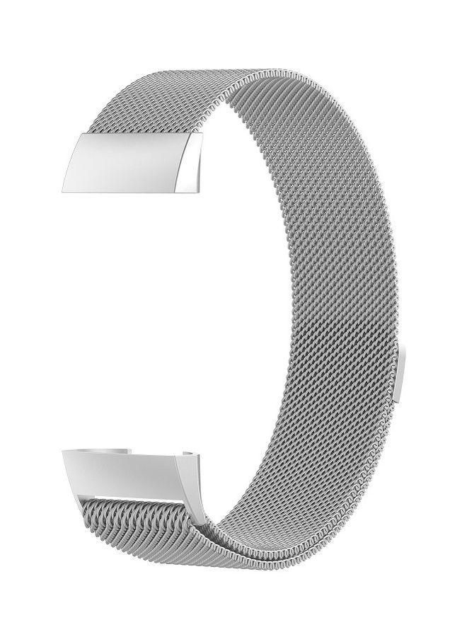 Loquat Magnet Wrist Strap For Fitbit Charge 3 Silver - Image 1