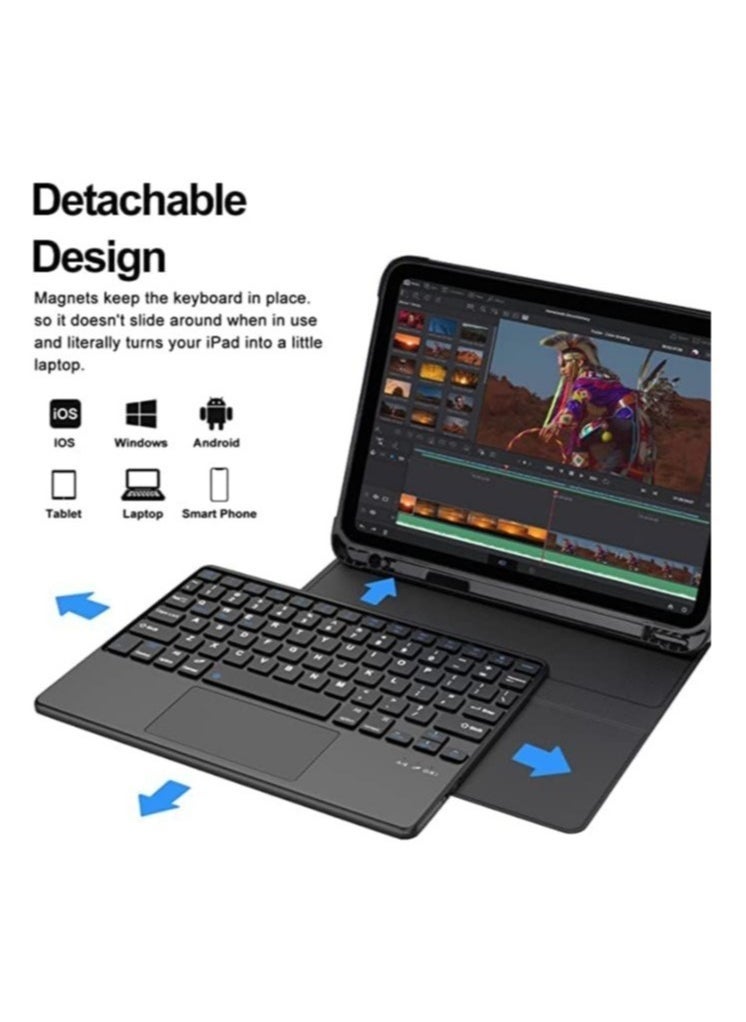 ELTRAZONE iPad 10th Generation Keyboard Case with Trackpad (10.9 inch 2022 Release), Wireless Detachable Rechargeable Multi-touch Keyboard, Smart Folio Protective Cover with Pencil Holder - Image 5