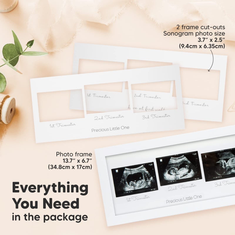 KeaBabies Baby Sonogram Picture Frames - Trio Ultrasound Picture Frames, First Time Mom Gift, Cute Pregnancy Reveal Photo Frame, Baby Gender Reveal Gift, Newborn Nursery Decor (Alpine White) - Image 2