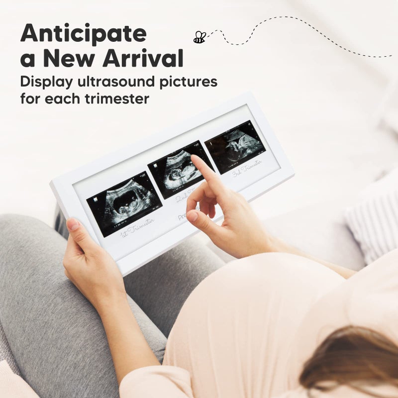 KeaBabies Baby Sonogram Picture Frames - Trio Ultrasound Picture Frames, First Time Mom Gift, Cute Pregnancy Reveal Photo Frame, Baby Gender Reveal Gift, Newborn Nursery Decor (Alpine White) - Image 3