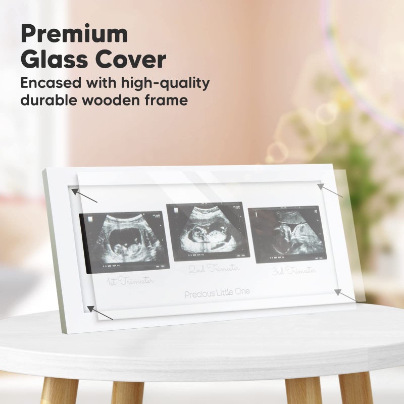 KeaBabies Baby Sonogram Picture Frames - Trio Ultrasound Picture Frames, First Time Mom Gift, Cute Pregnancy Reveal Photo Frame, Baby Gender Reveal Gift, Newborn Nursery Decor (Alpine White) - Image 4