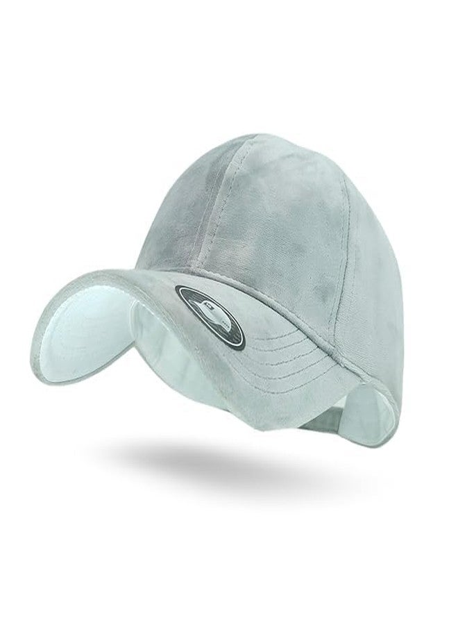 JAMONT Premium Velvet Unique Baseball Cap with Metal Adjuster and Mount, Breathable Cotton Sweat Absorber, Adjustable Strap Cap for Men and Women (in, Alpha, Free Size, Grey) - Image 1