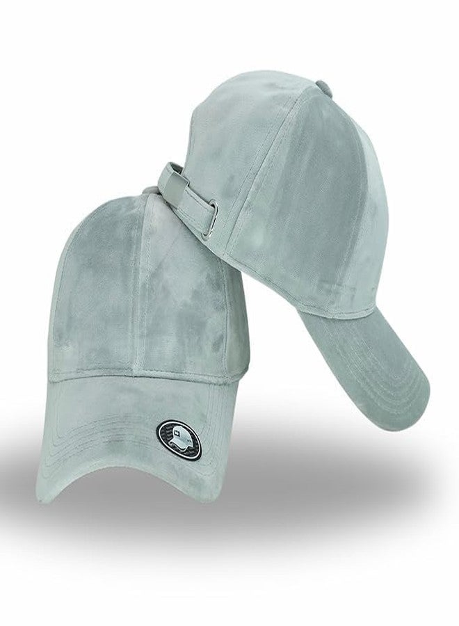 JAMONT Premium Velvet Unique Baseball Cap with Metal Adjuster and Mount, Breathable Cotton Sweat Absorber, Adjustable Strap Cap for Men and Women (in, Alpha, Free Size, Grey) - Image 4