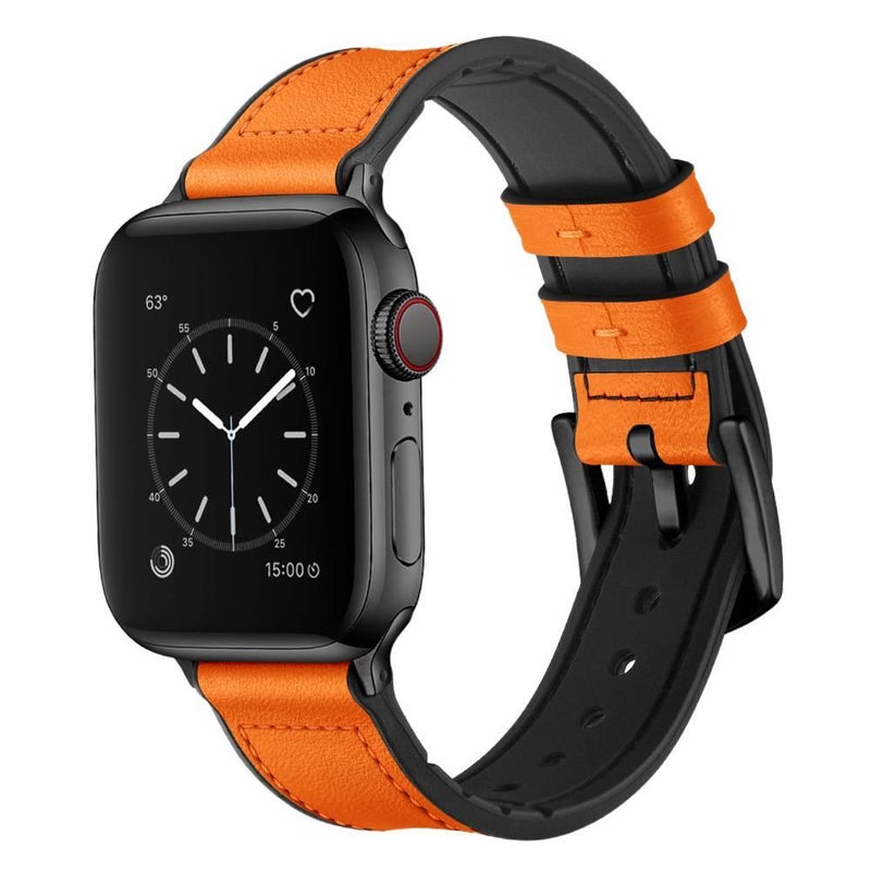 سوار ساعة ذكية سوار رياضي من السيليكون متوافق مع Apple Watch 38/40/41/42/44/45/49mm بملاءمة قابلة للتعديل وحزام بديل باللون برتقالي قابل للتعديل - Image 1