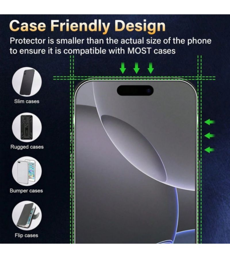 2 Pack Matte Tempered Glass Screen Protector For iPhone 16 Plus Resistant Fingerprints Scratches Glare - Image 5