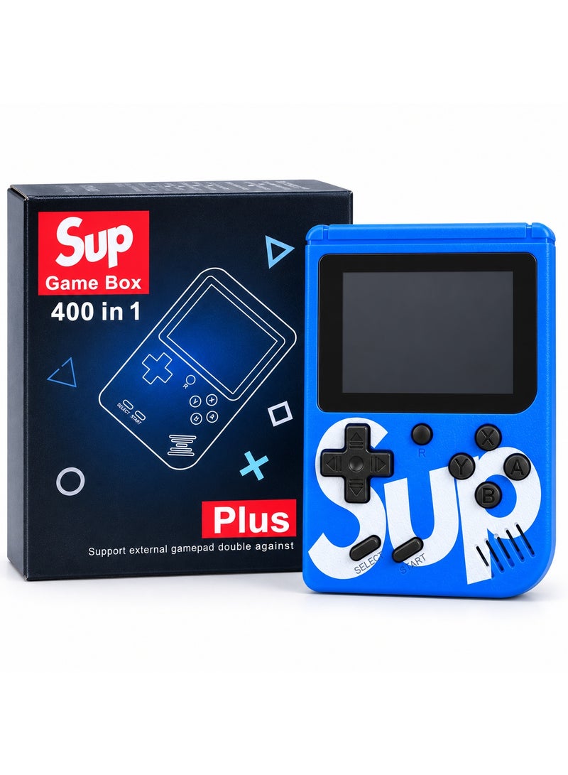 جهاز الألعاب المحمول "SUP Game Box" (إصدار 400 في 1 بلس) بنمط كلاسيكي، مزود بشاشة مدمجة وأزرار تحكم فعلية - اللون: أزرق - Image 1