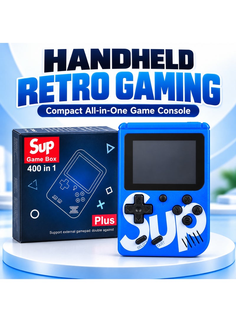 جهاز الألعاب المحمول "SUP Game Box" (إصدار 400 في 1 بلس) بنمط كلاسيكي، مزود بشاشة مدمجة وأزرار تحكم فعلية - اللون: أزرق - Image 5