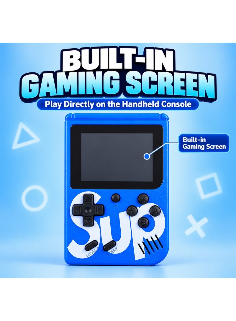 جهاز الألعاب المحمول "SUP Game Box" (إصدار 400 في 1 بلس) بنمط كلاسيكي، مزود بشاشة مدمجة وأزرار تحكم فعلية - اللون: أزرق - Image 3