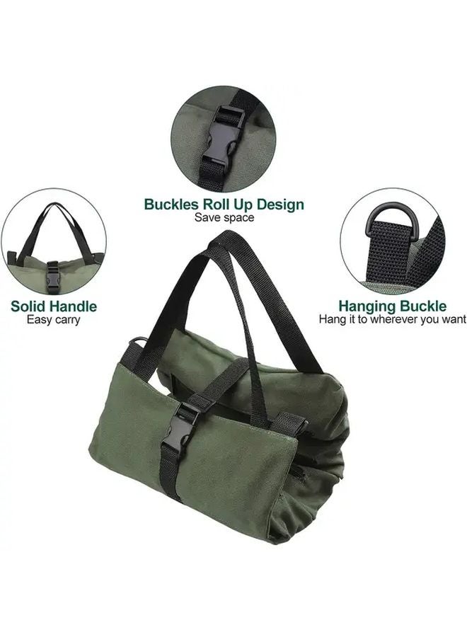 Green Canvas Tool Organizer Bag Roll Up Case with Zippered Closure for Car Camping Outdoor - Image 3