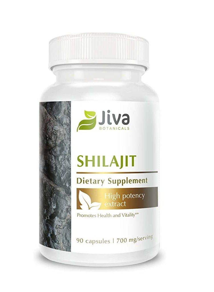 Jiva BOTANICALS Shilajit Capsules Filled with Powder Fluvic Acid Supplement 90 Tablets - Image 1