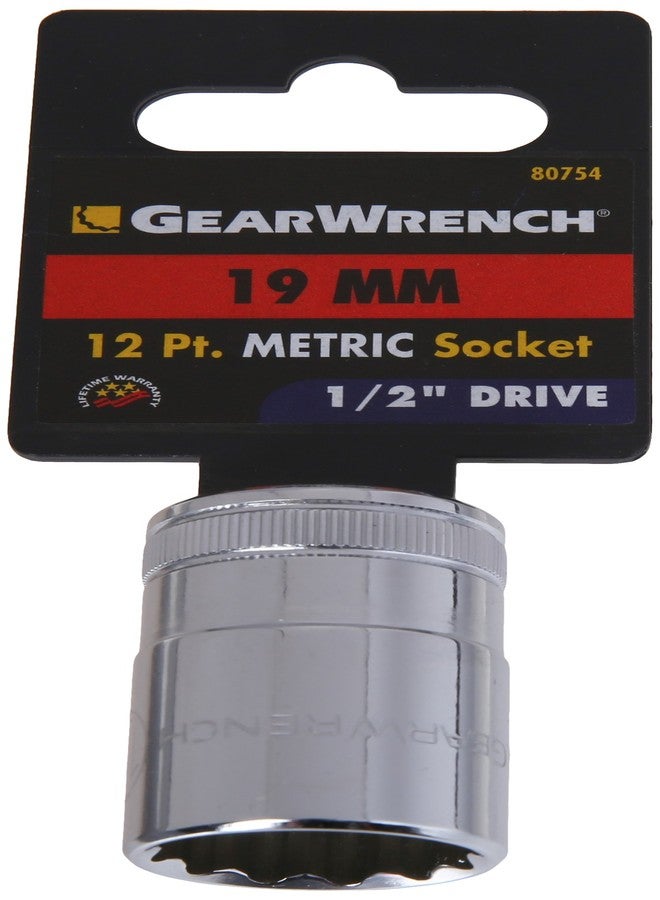 GEARWRENCH 1/2" Drive Standard Metric Socket 19mm, 12 Point - 80754 - Image 2