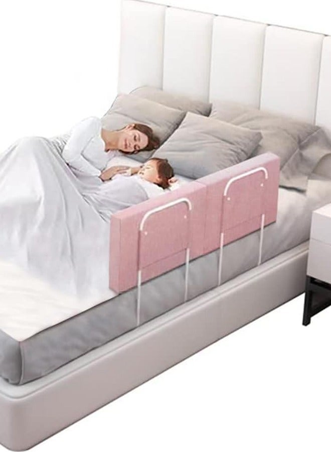 JCB CHIC Bed rails for toddler, bed rail guard for kids,upgrade reinforced safety soft fence protector,height adjustable bed guard rail,bed safety barrier protection,Punch free (50x28cm, Pink-2pcs) - Image 1