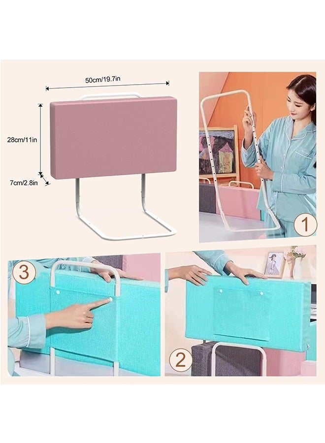 JCB CHIC Bed rails for toddler, bed rail guard for kids,upgrade reinforced safety soft fence protector,height adjustable bed guard rail,bed safety barrier protection,Punch free (50x28cm, Pink-2pcs) - Image 2