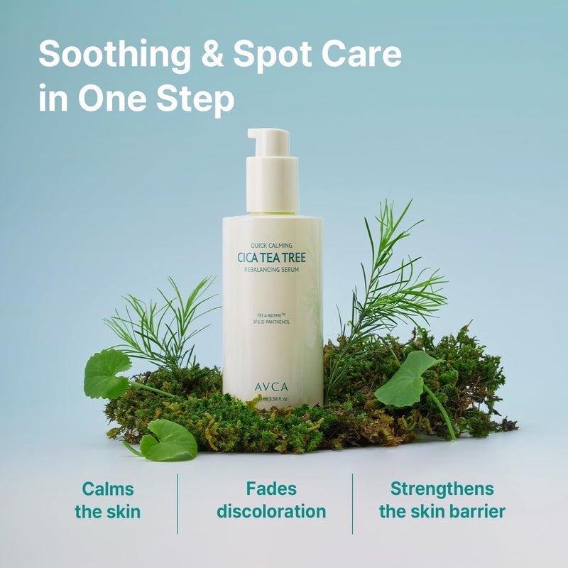AVCA Quick Calming Cica Tea Tree Serum 100ml(3.38 fl. oz) â€“ Niacinamide & Panthenol, Soothing for Redness and Blemish-Prone Sensitive Skin, Oil-Balancing K-Beauty - Image 2