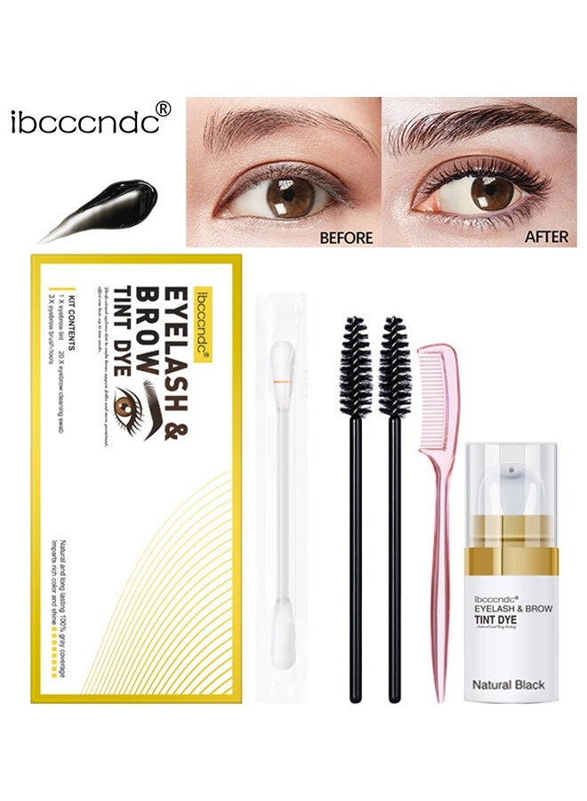 ibcccndc Eyelash & Brow Tint Dye, Eyebrow Eyelash Color Kit Eyebrow Dye Kit DIY Brow Eyelash Tint Eyebrow Tint Kit Professional Sweatproof Long Lasting Lash Brow Coloring Kit Lashes Eyebrow Color 01Natural black - Image 1